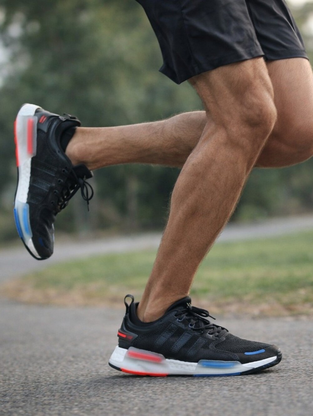 Adidas NMD R1 Boost Sneakers · Men's 10.5 · Black/Red/Blue · Like New